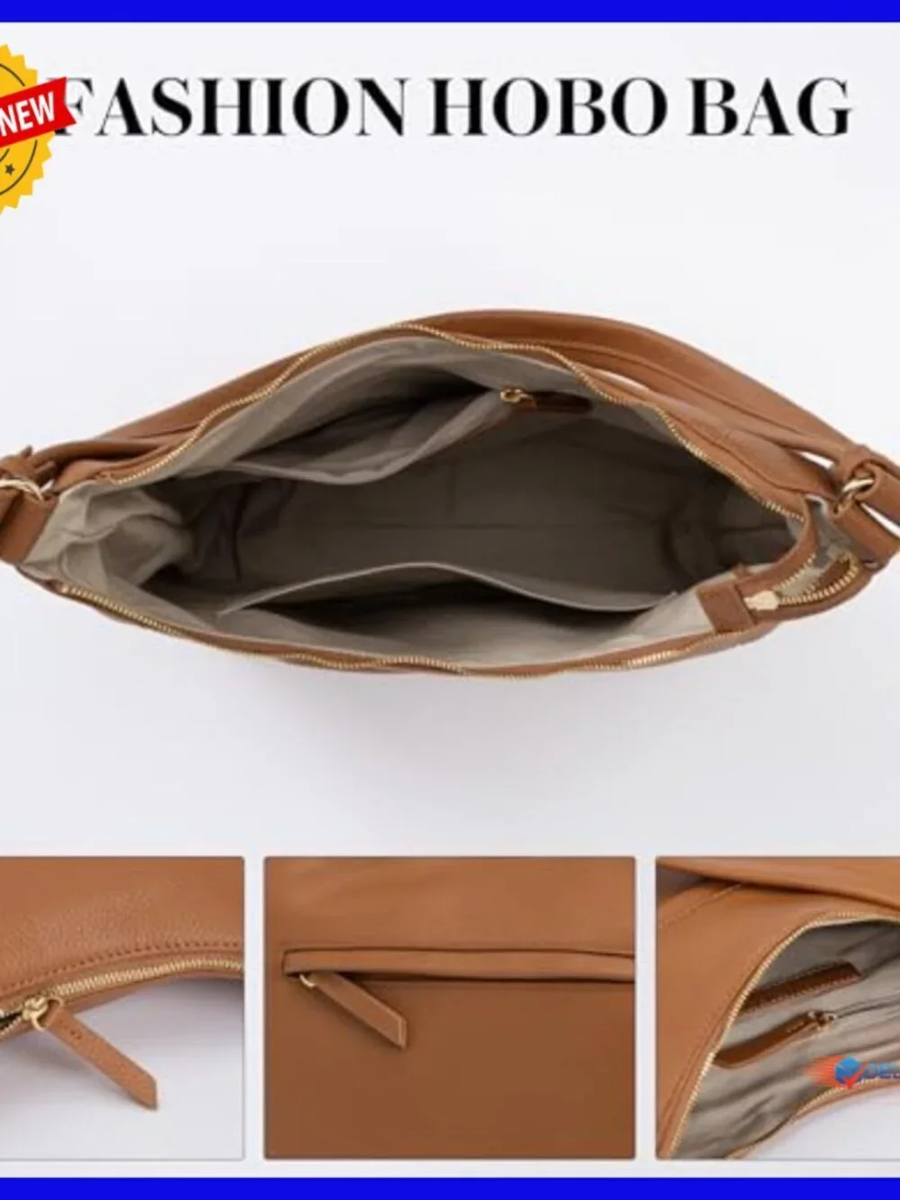 Genuine Leather Hobo Bag with Adjustable Strap, Medium Size Work Tote